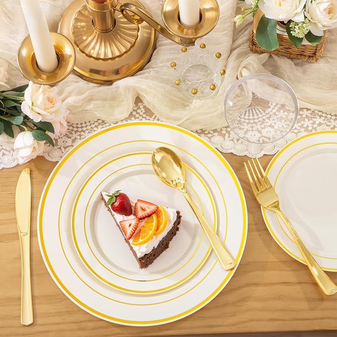 WELLIFE 350PCS Ivory Plastic Plates - Image 3