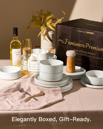 Stoneware Dinnerware Set for 6, Plates and Bowls - Image 7