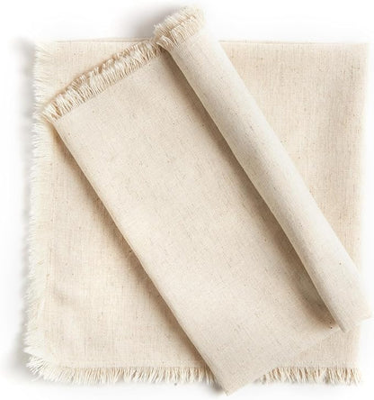 ACCENTHOME Natural Cotton Linen Napkin Set of 12 18x18 inch Dinner Napkins - Washable Soft Premium Hotel Quality Reusable Hemmed Edges Napkins Perfect Table Linens for Family Dinners, Weddings