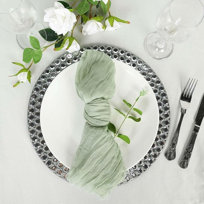 Efavormart 5 Pack 24"x19" Sage Green Matte Gauze Cheesecloth Napkins, Botanical - Image 7
