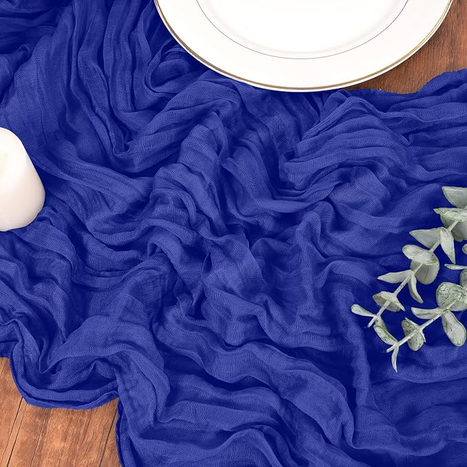Pesonlook Cheesecloth Table Runner Royal Blue, 10 Pack 17.7x108 inch, Long | - Image 9