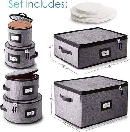 Hearth & Harbor Fine China Storage Containers, 6 Piece Dish Storage Containers - Image 2