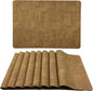 WAZAIGUR Waterproof Easy to Clean Non-Slip Heat Resistant Thick Faux Leather Placemats for Dining Table Set of 8,Brown