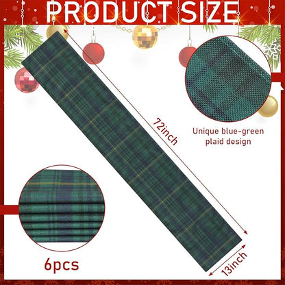 Gilprop 6 Pcs 72 x 13'' Tartan Plaid Bear Babyshower Table Runner Vintage - Image 2