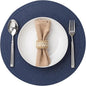 Round Placemats Set of 6 Woven Placemats Washable Braided Table Mats for Dining Table Heat Resistant Non-Slip Circle Place Mats(Navy Blue)