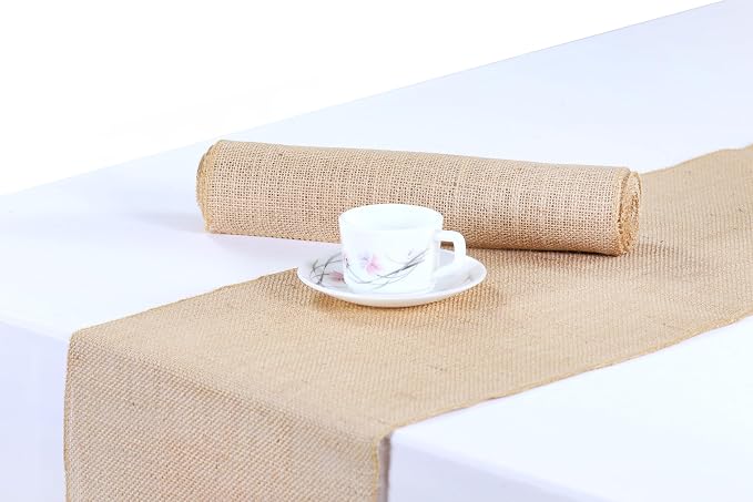 MDS® Pack of 5 Natural Burlap Table Runner, 12 x 72 Inch, Jute Vintage Rustic - Image 4