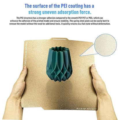 257 * 257mm 2 pcs A1 PEI Build Plate Double Sided Smooth Textured Heated Bed,Flexible Removable Spring Bed Plate for Bambu Lab A1/X1/X1C/X1E/P1P/P1S 3D Printer