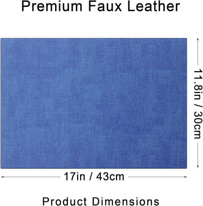 homing Faux Leather Heat Resistant Placemats 4 Packs, Waterproof Wipeable Dining PU Place Mats for Indoor & Outdoor, Easy to Clean, Sea Blue