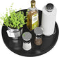 Lazy Susan for Table, 12 Inch Non-Skid Bamboo Turntable Organizer for Salt Pepper Spices and Olive Oil Next to Stove, Wooden Rotating Tray for Kitchen Countertop Organizer Black