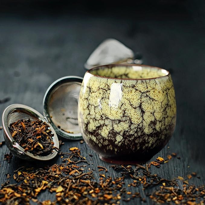 2X Ceramic Mug Chinese Kung Fu Coffee Cup Infuser Teacup Handmade Handleless - Image 5