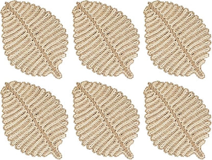 Placemats Set of 6,Natural Leaf-Shaped Charger Plates Handcrafted Fall Placemats for Dining Table Décor