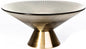 Tapered Glass Decorative Bowl (Coffee Brown), 9.8 Inches Handblown Striped Design Fruit Bowl with Rust-Resistant Metal Base for Home Decor, Table Centerpiece, Kitchen Island and Dining Decor