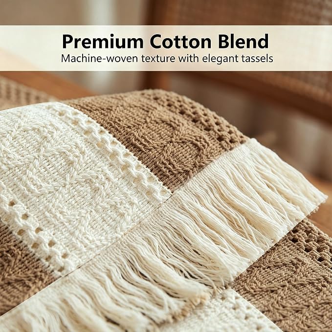 Textured Macramé Table Runner, Cotton and Jute Blend, 30 x 140 cm - Image 4