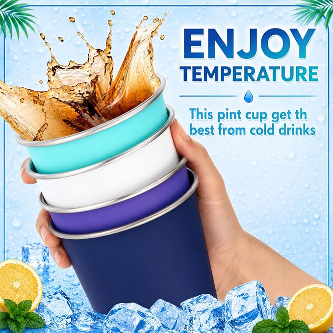 Mimorou 4 Pack Stainless Steel Pint Cups Metal Cups Unbreakable Drinking Water - Image 4