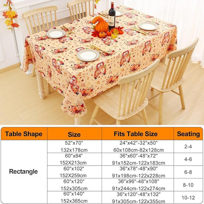 Smiry Fall Rectangle Table Cloth, Waterproof Vinyl Tablecloth with Flannel Backing, Wipeable Autumn Pumpkin Truck Plastic Tablecloths for Harvest and Thanksgiving Parties, (60"x102", Yellow)