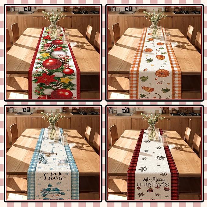 LemonRoad 8 Pcs Holiday Table Runner Seasonal Farmhouse Table Decor 72 Inches - Image 7