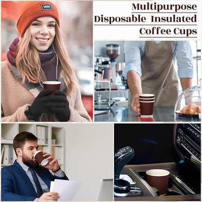 Yaomiao 200 Pcs 4 oz Disposable Espresso Coffee Cups Ripple Corrugated Paper - Image 7