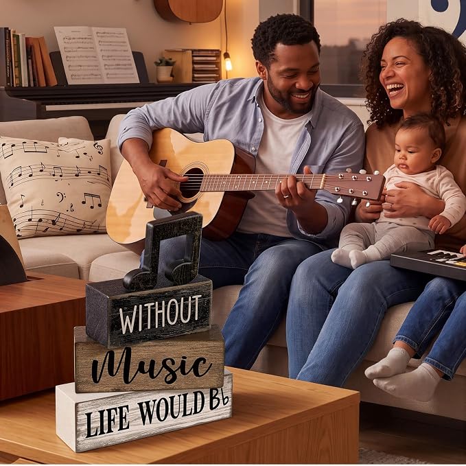 Moucuny 4 Pcs Music Notes Decor Wooden Centerpiece Musicical Party Decoration - Image 4