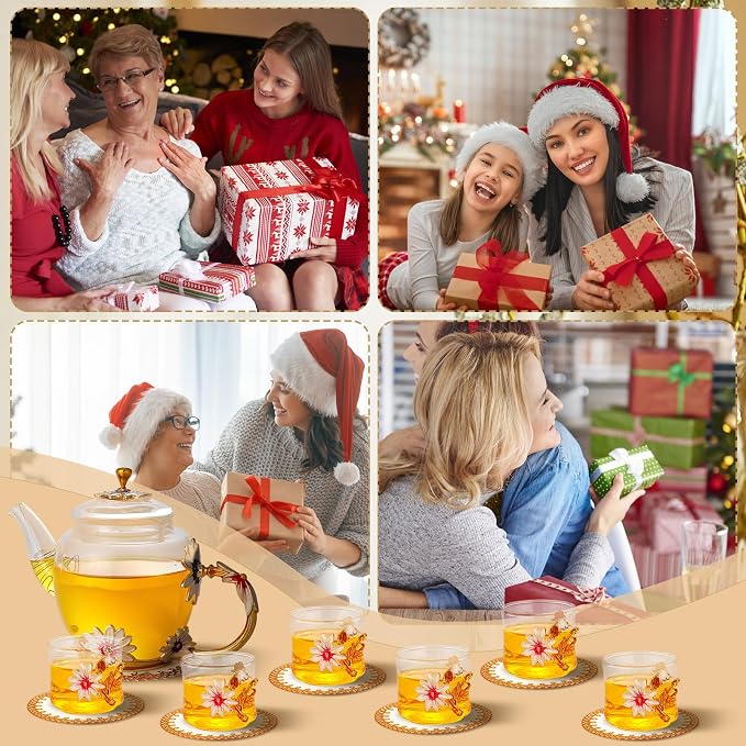7 Pcs Floral Tea Set for Women, Vintage Flower Teapot Set - Image 7