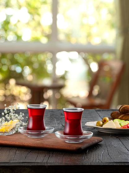 Pasabahce Premium Turkish Tea Cups and Saucers, Housewarming, Anniversary - Image 4