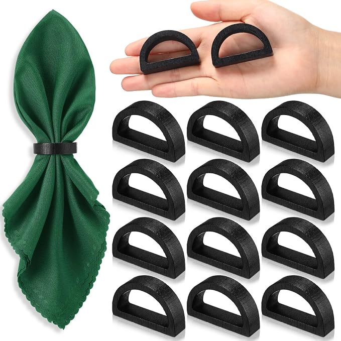 LemonRoad 12 Pcs Wood Napkin Rings Handmade Semicircle Thanksgiving Christmas by Unknown