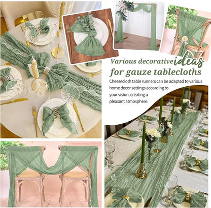 Pesonlook Cheesecloth Table Runner Sage Green, 10 Pack 17.7x108 inch, Long | - Image 7
