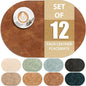 ADRIMER Placemats, Heat Resistant Oval Placemats Set of 12 Washable 12 x 17 Inch, Waterproof Table Mats, Wipeable Pu Place Mats for Kitchen, Dining Room, Turmeric Brown
