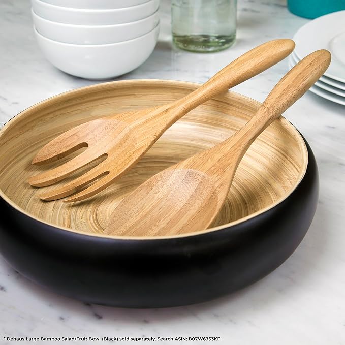 Dehaus® 12" Extra Large Bamboo Salad Servers - Image 4