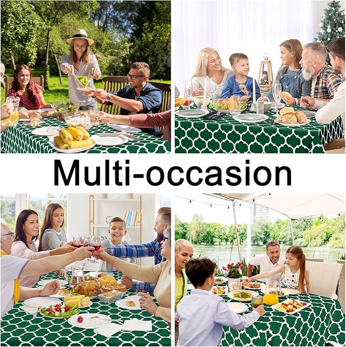 Smiry Rectangle Table Cloth, Waterproof Vinyl Tablecloth with Flannel Backing for Rectangle Tables, Wipeable Spillproof Plastic Tablecloths for Dining, Indoor and Outdoor (60"x120", Emerald Green)