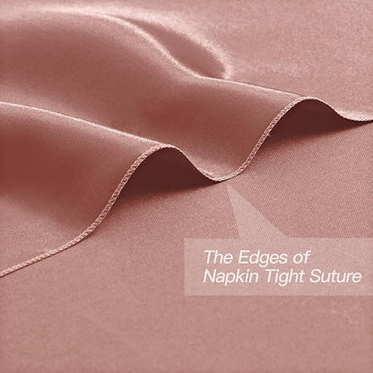 P Pothuiny 50 Pcs Rose Gold Satin Napkins 17 x 17 Inch, Satin Cloth Napkins | - Image 3