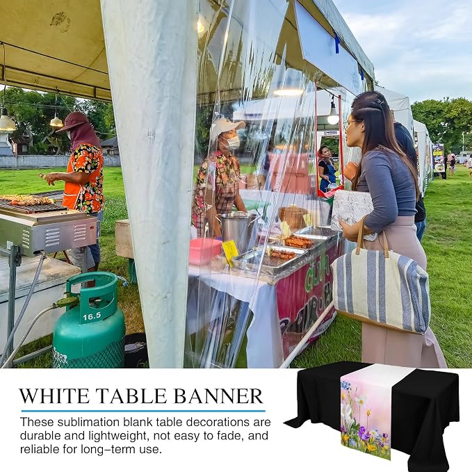 2 Pcs Sublimation Table Runners Blanks 13 x 72 Inch Polyester White Table - Image 6