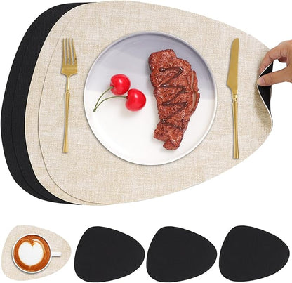 Faux Leather Placemats Set of 4, Dual Sided by Chitomars