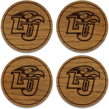 LazerEdge Liberty University Wooden Coaster Set - Cherry Wood - Officially Licensed Product - 4-Pack