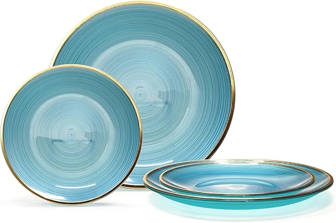 " OCCASIONS " 120 Plates Pack,(60 Guests) Premium Wedding Party Disposable Plastic Plates Set -60 x 10'' Dinner + 60 x 7'' Salad/Dessert (Belize in Blue & Gold)