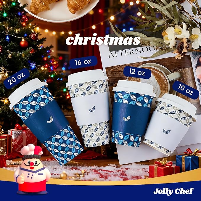 JOLLY CHEF 100 Pack 10 oz Paper Coffee Cups - Image 7
