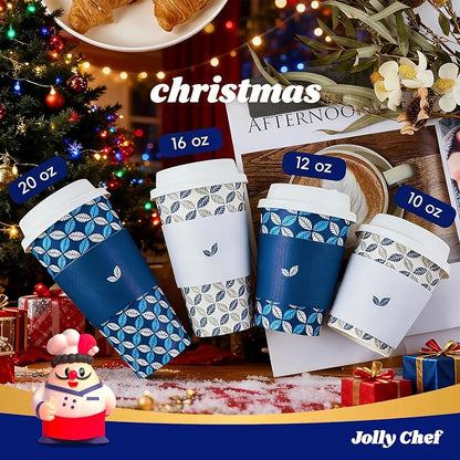 JOLLY CHEF 100 Pack 10 oz Paper Coffee Cups - Image 7