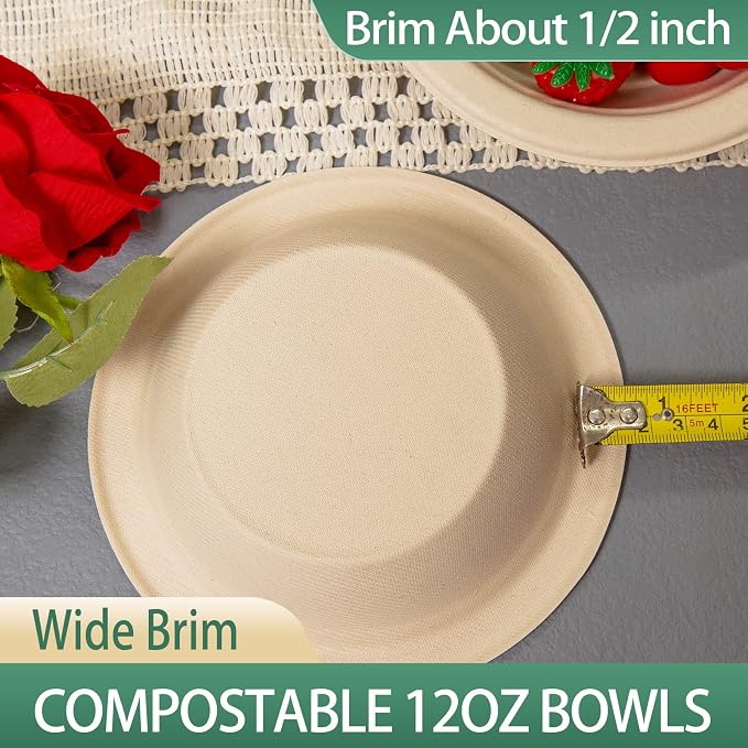 12 oz Compostable Paper Bowls 200pack Heavy-Duty Eco-Friendly Bulk Pack - Image 5