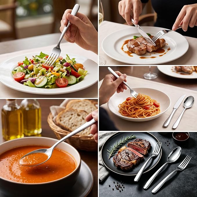 LIANYU 60-Piece Heavy Duty Silverware Set - Image 6