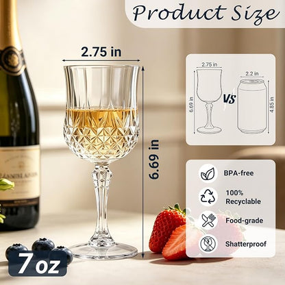 12Pack Plastic Wine Glasses, 7oz Vintage Goblets - Image 2