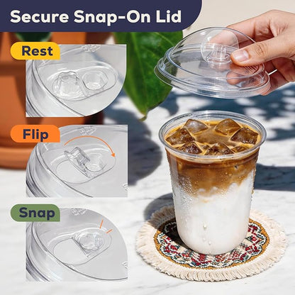 Fit Meal Prep 100 Pack 16 oz Round Bottom Clear Plastic Cups - Image 4