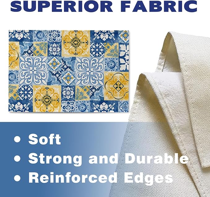 Moroccan Blue Ceramic Tile Placemats Set of 4 | Vintage Italian Amalfi Coast - Image 3