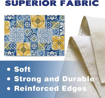 Moroccan Blue Ceramic Tile Placemats Set of 4 | Vintage Italian Amalfi Coast - Image 3