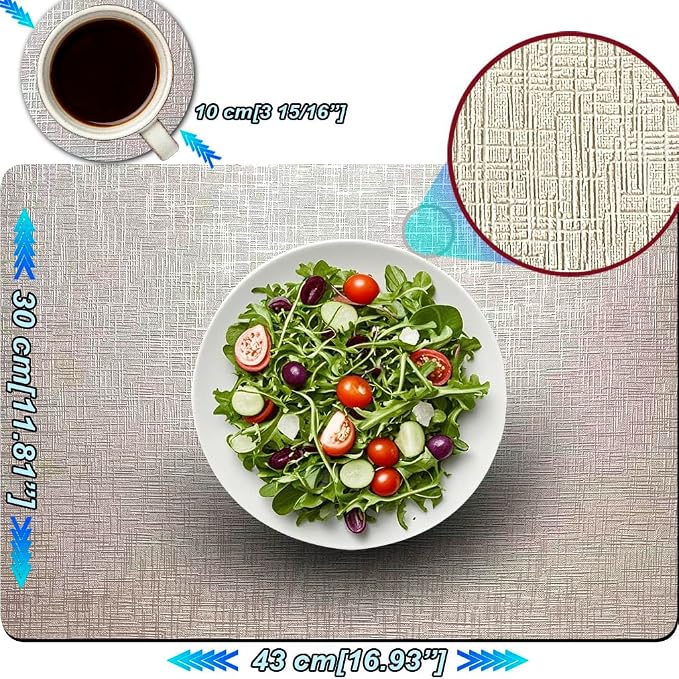 Elegant Placemats and Coasters Set 6, Vinyl Washable Place Mats - Image 5