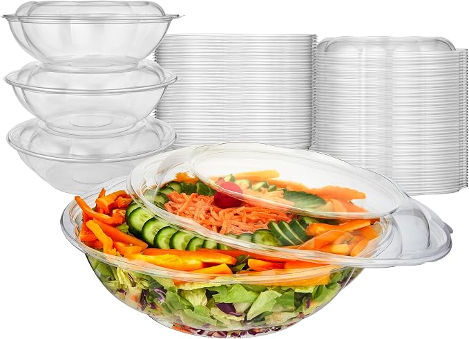 64oz Clear Plastic Salad Bowls by StockYourHome