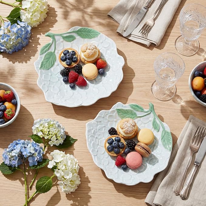 Jinei 8 Inch Hydrangea Ceramic Plates Set of 4, Decorative Dishes - Image 4