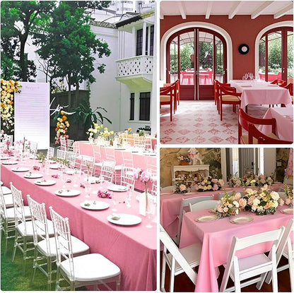 8 Pack Pink Tablecloth 60 x 126 Inch Rectangular Valentine’s Day Table Cloth for 8 Foot Rectangle Tables, Wrinkle Resistant Washable Fabric Polyester Table Covers for Wedding Party Banquet Buffet