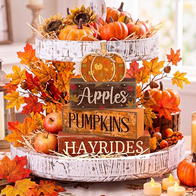 Moucuny 4 Pcs Fall Pumpkin Decor Fall Decorations - Image 6