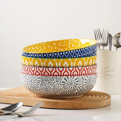 Selamica Ceramic 30 Ounce Large Pasta Bowls Set of 4, 8 inch Salad Bowl Wide - Image 5