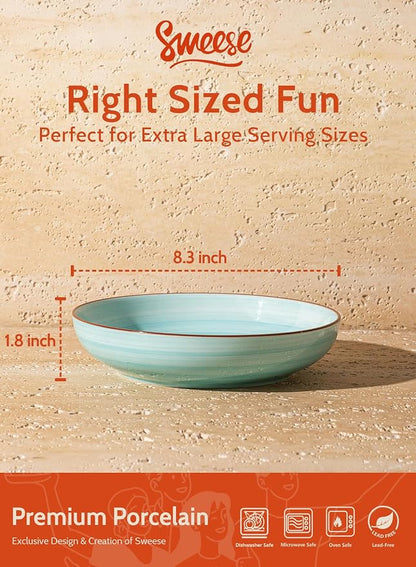 Sweese Pasta Bowls Set of 6, 30 Ounce Ceramic Salad Plates - Image 2
