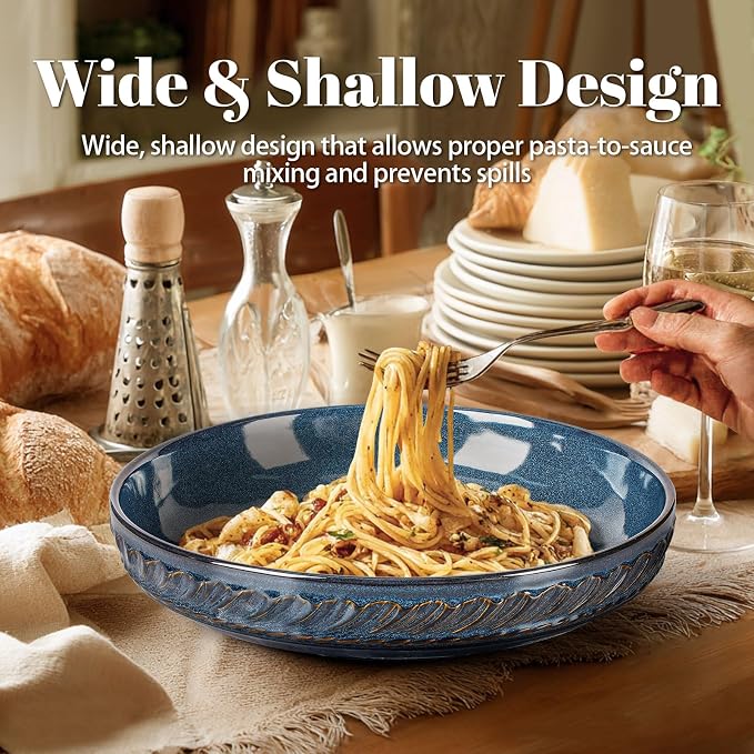 Pasta Bowls, 50oz Large Salad Serving Bowls, 9.75'' Plates Bowls Set of 4 - Image 2